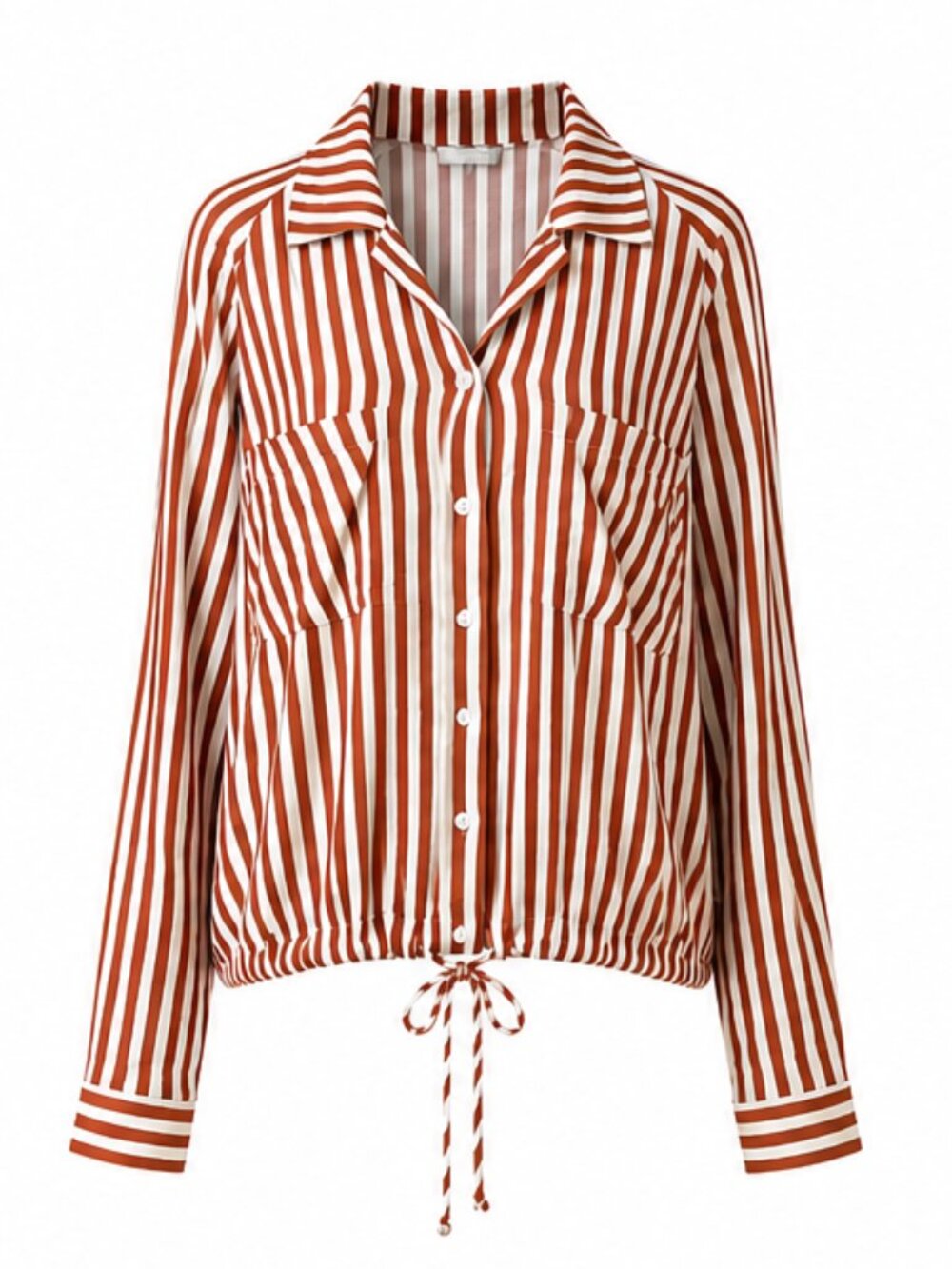 LNA Bondi Button Up Blouse Sandbar Stripe Drawstring Hem Size L